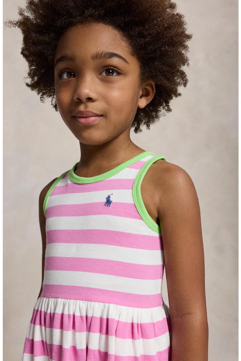 Kids' Stripe Cotton Jersey Dress, Alternate, color, LAGUNA PINK/ WHITE