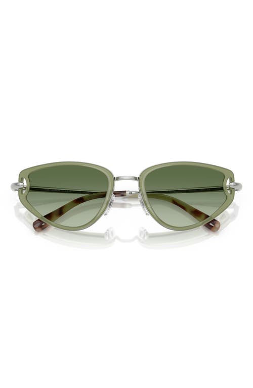 Tory Burch Ty6115 Cat Eye Metal Sunglasses In Milky Green/green Gradient