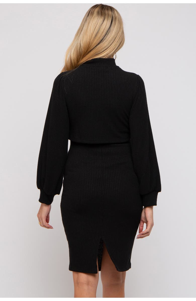 PinkBlush Rib Knit Mock Neck Mock Neck Nursing Dress, Alternate, color, Black