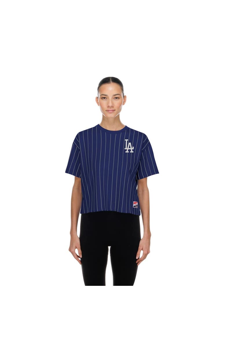 New Era Women's New Era  Royal Los Angeles Dodgers Throwback Meshback Pinstripe Boxy T-Shirt, Main, color, Royal