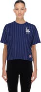New Era Women's New Era  Royal Los Angeles Dodgers Throwback Meshback Pinstripe Boxy T-Shirt