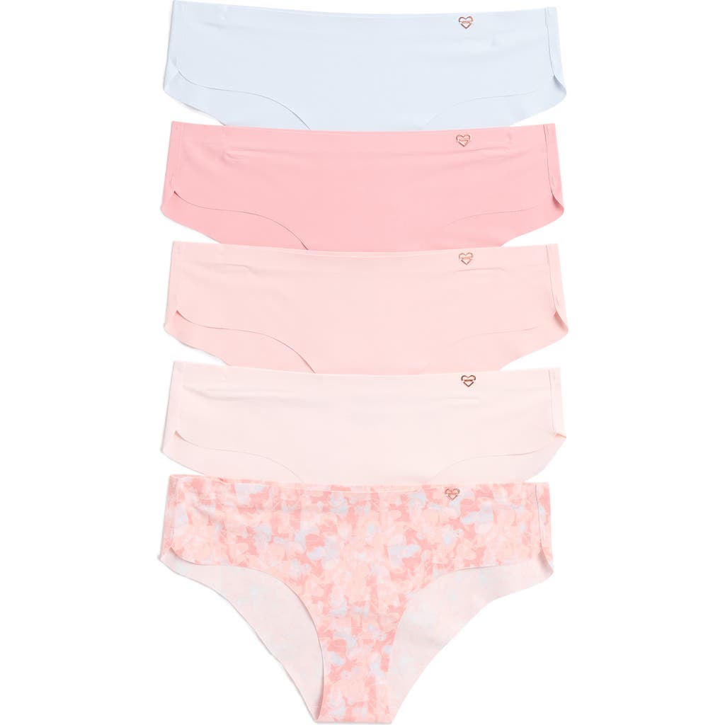 Danskin Dolphin Leg 5-pack Assorted Hipsters In Solid Hearts