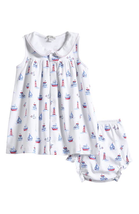 Print Sleeveless Pima Cotton Dress & Bloomers Set (Baby)