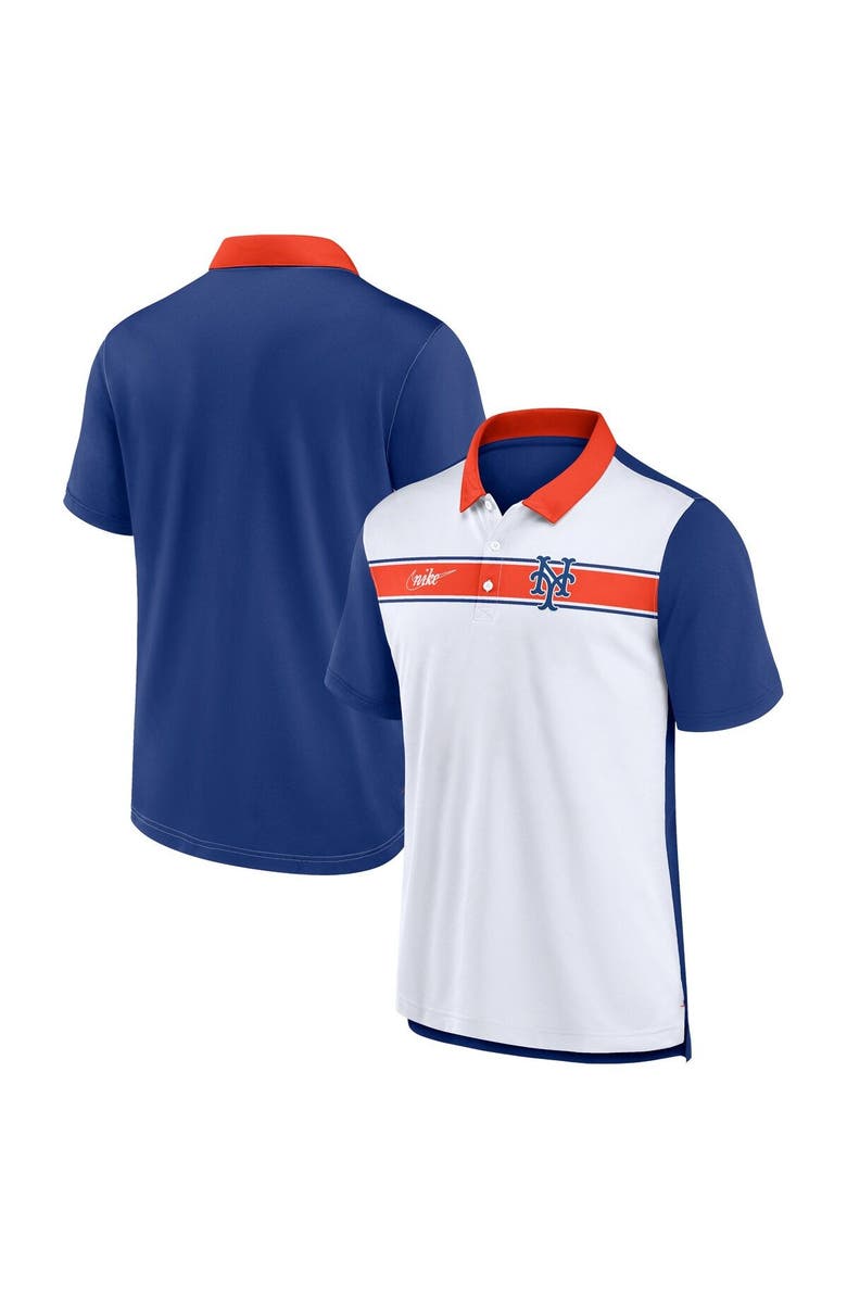 Nike Men's Nike  White/Royal New York Mets Rewind Stripe Polo, Main, color, White