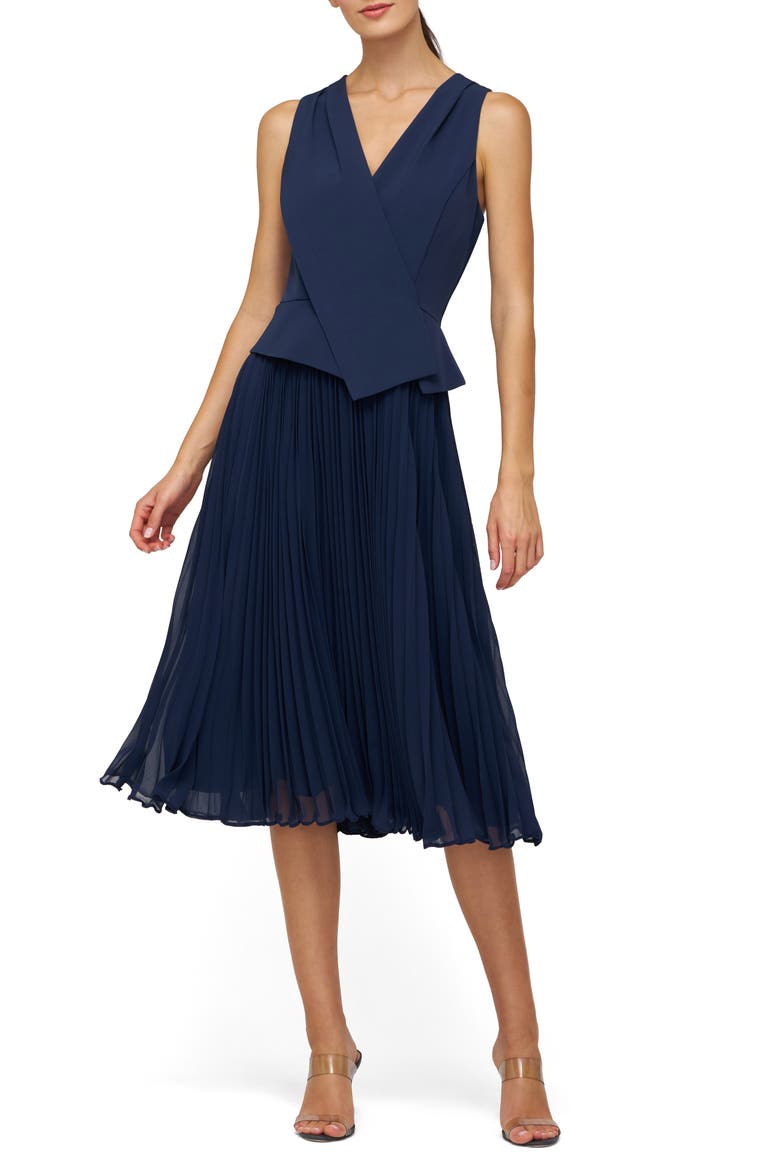 mixed media pleated dress Orella Pleated Mixed Media Cocktail Dress (Women)