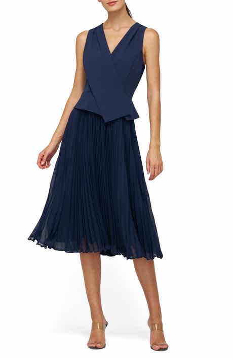 Orella Pleated Mixed Media Cocktail Dress