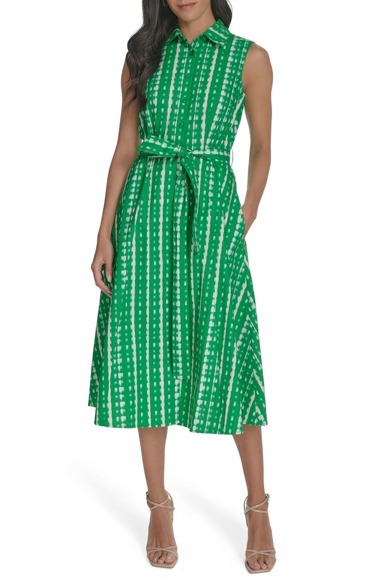 green emerald velvet dress Calvin Klein Striped Sleeveless Dress