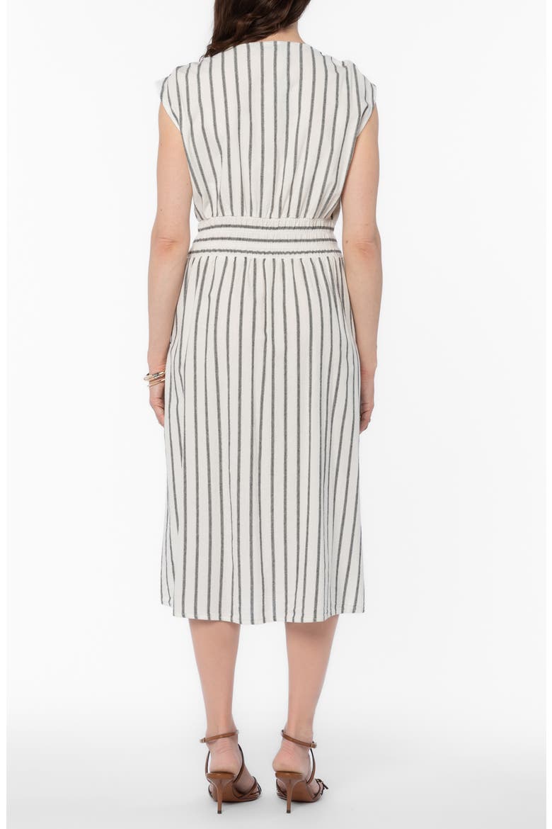 Persa Stripe Linen Blend Midi Dress, Alternate, color, BLACK WHITE STRIPE