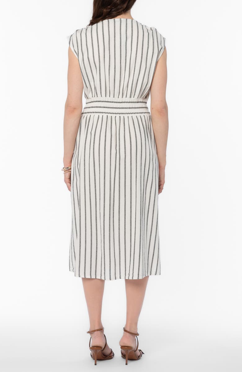 VELVET HEART Persa Stripe Linen Blend Midi Dress, Alternate, color, Black White Stripe