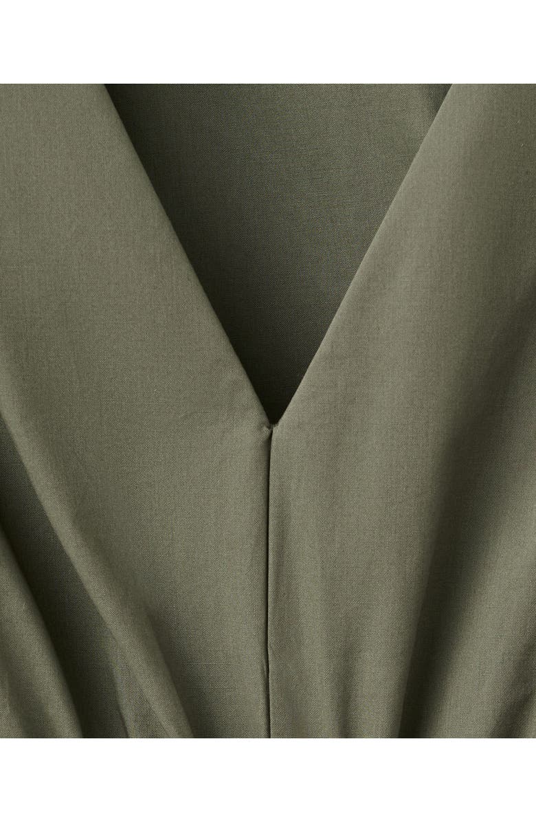 MANGO Smocked Poplin Midi Dress, Alternate, color, Khaki Green