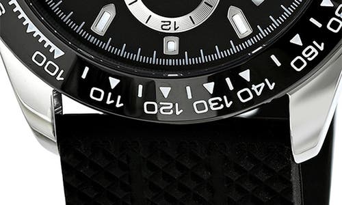 Porsamo Bleu Preston Silicone Strap Multifunction Watch, 41mm In Black/black