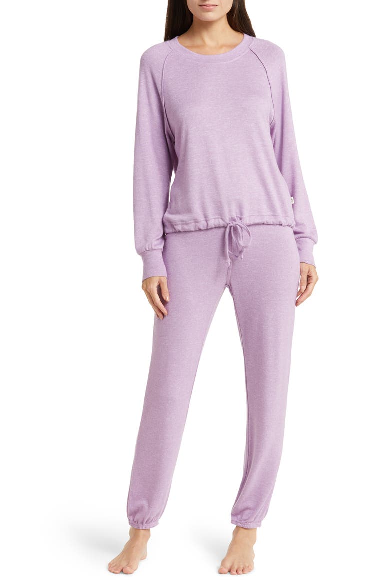 Gable Brushed Drawstring Pullover & Joggers Lounge Set, Main, color, PURPLE PUNCH HEATHER