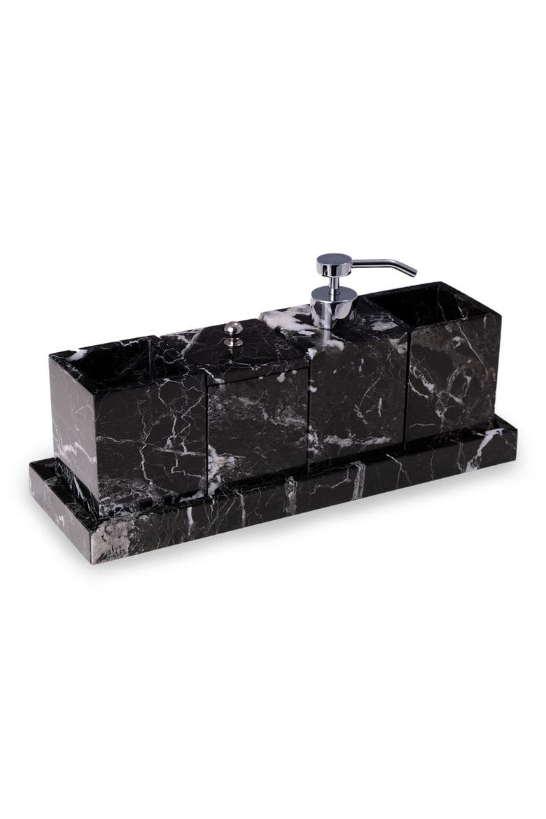 5-Piece Zebra Marble Vanity Set, Main, color, BLACK