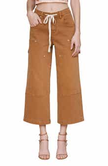 Avec Les Filles Drawstring Waist Crop Carpenter Pants