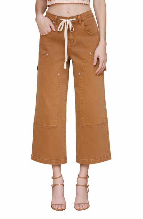 Avec Les Filles Drawstring Waist Crop Carpenter Pants
