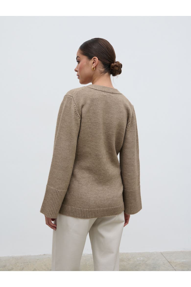 Autumn Chunky Cuff Knit Cardigan, Alternate, color, Dark Beige