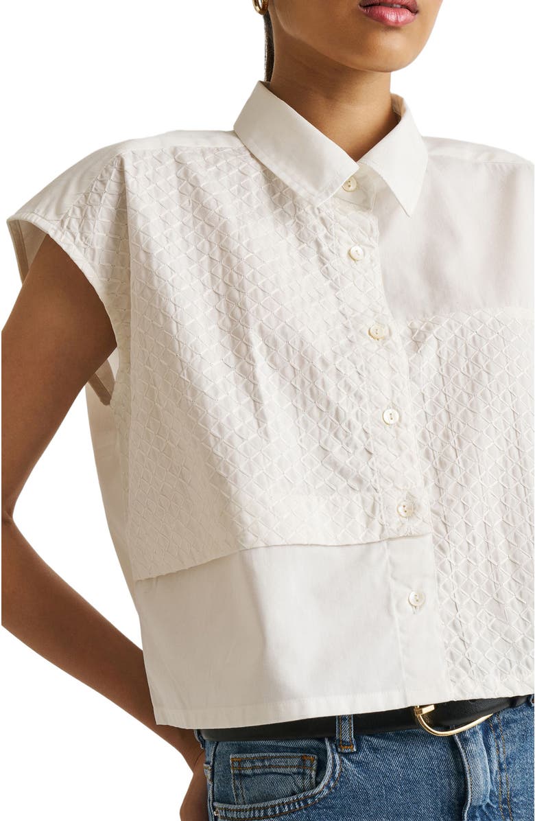 Reistor Embroidered Panel Crop Top, Alternate, color, Coconut White