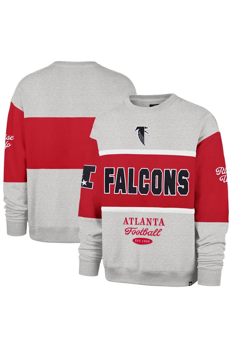 Men's '47 Red/Heather Gray Atlanta Falcons Blockfield Maximalist Sweatshirt, Main, color, Red