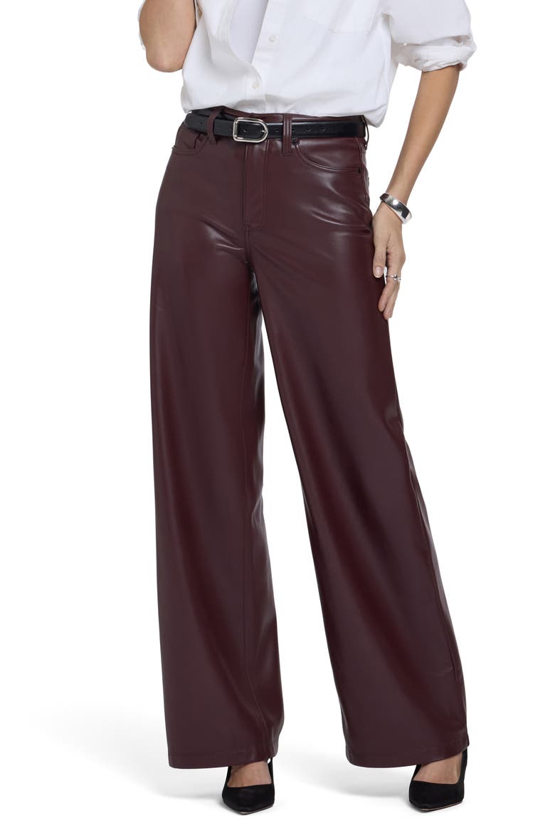 Teresa Faux Leather Wide Leg Pants, Main, color, BITTER CHOCOLATE