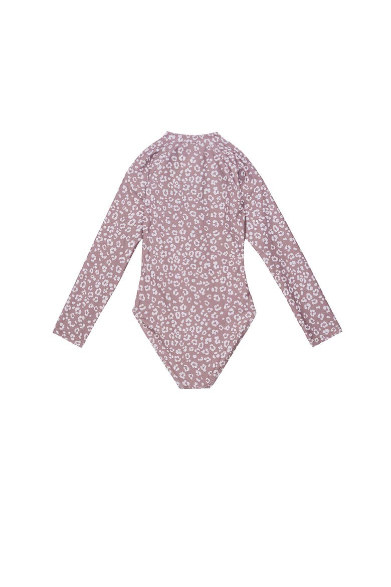 Leopard Love Long Sleeve Zip Front One Piece, Alternate, color, Cacao