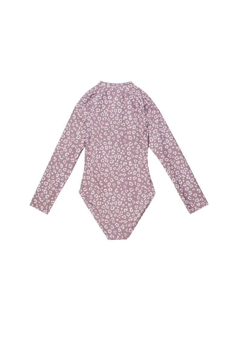 Gottex Kids Leopard Love Long Sleeve Zip Front One Piece, Alternate, color, Cacao