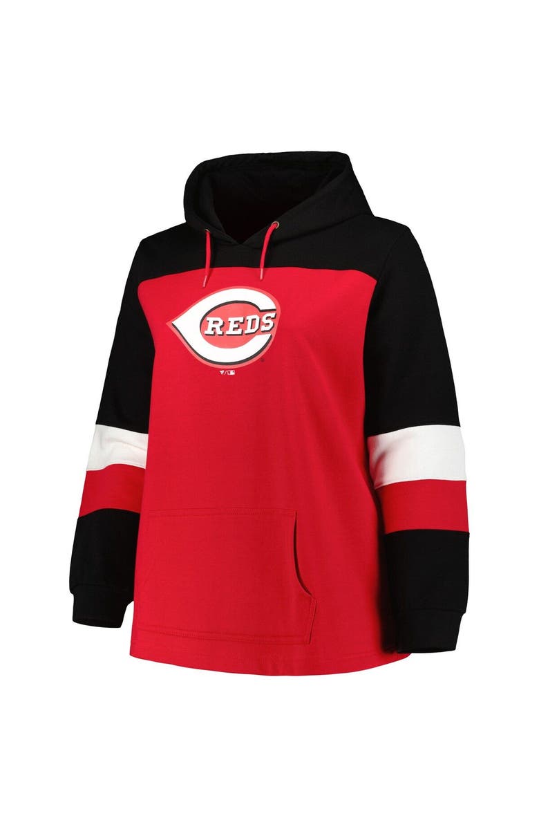 PROFILE Women's Red Cincinnati Reds Plus Size Colorblock Pullover Hoodie, Alternate, color, 