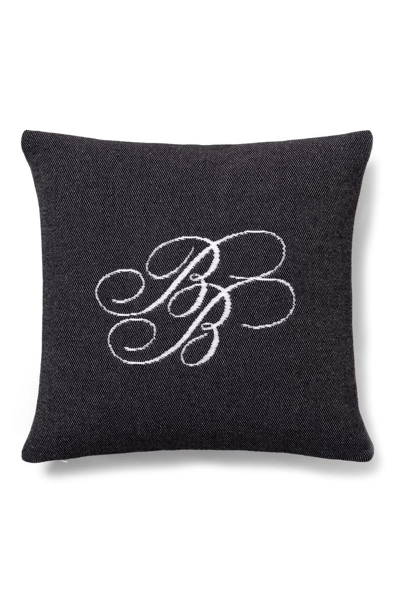 BB Monogram Throw Pillow, Main, color, BLACK