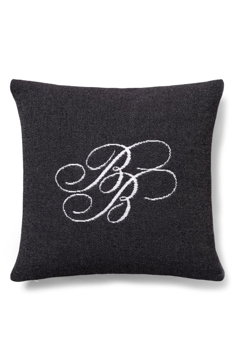Brooks Brothers BB Monogram Throw Pillow, Main, color, Black