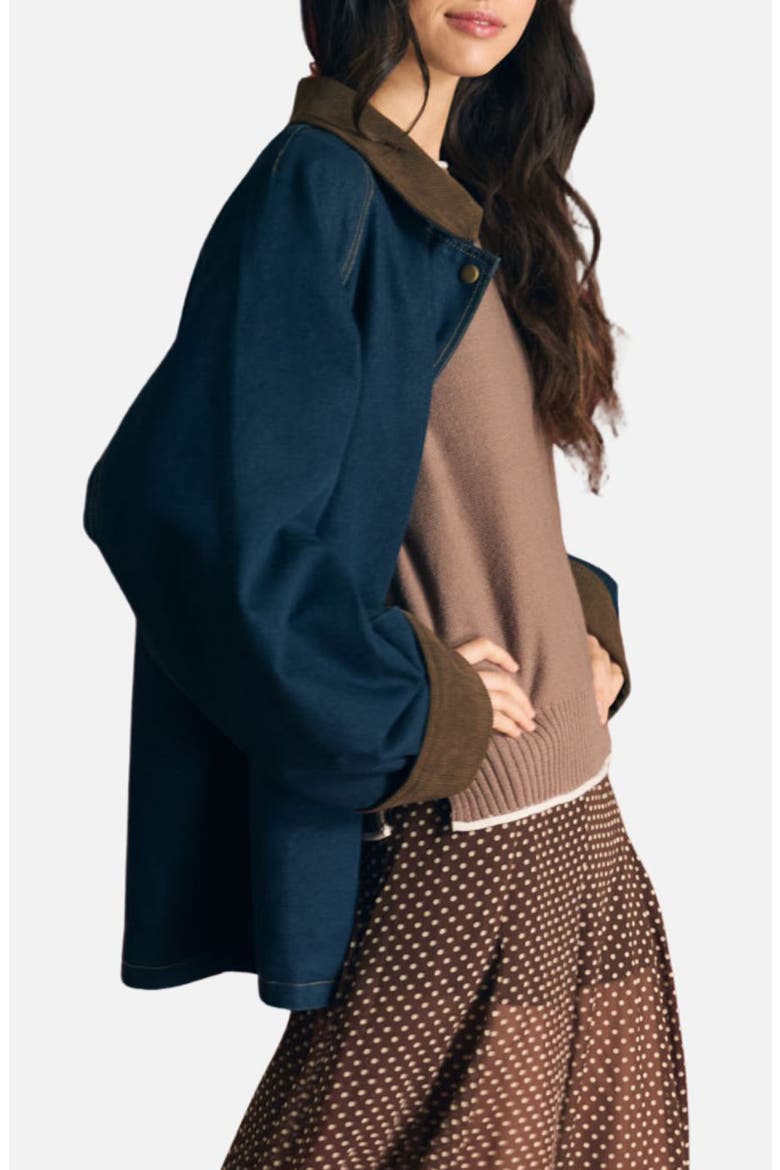 Corduroy Collar Denim Jacket, Alternate, color, DENIM