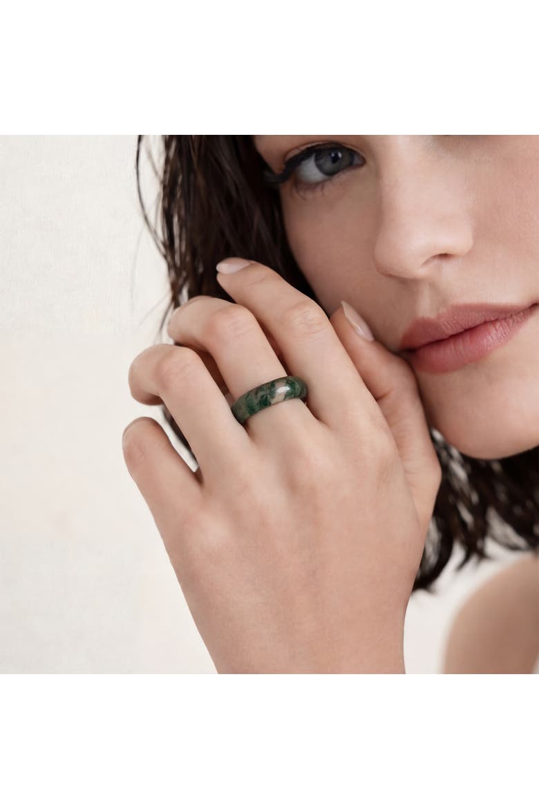 Seaweed  Green jade stone ring, Alternate, color, Green
