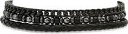 HMY JEWELRY Men's Set of 3 Assorted Hematite, Chain & Leather Bracelets