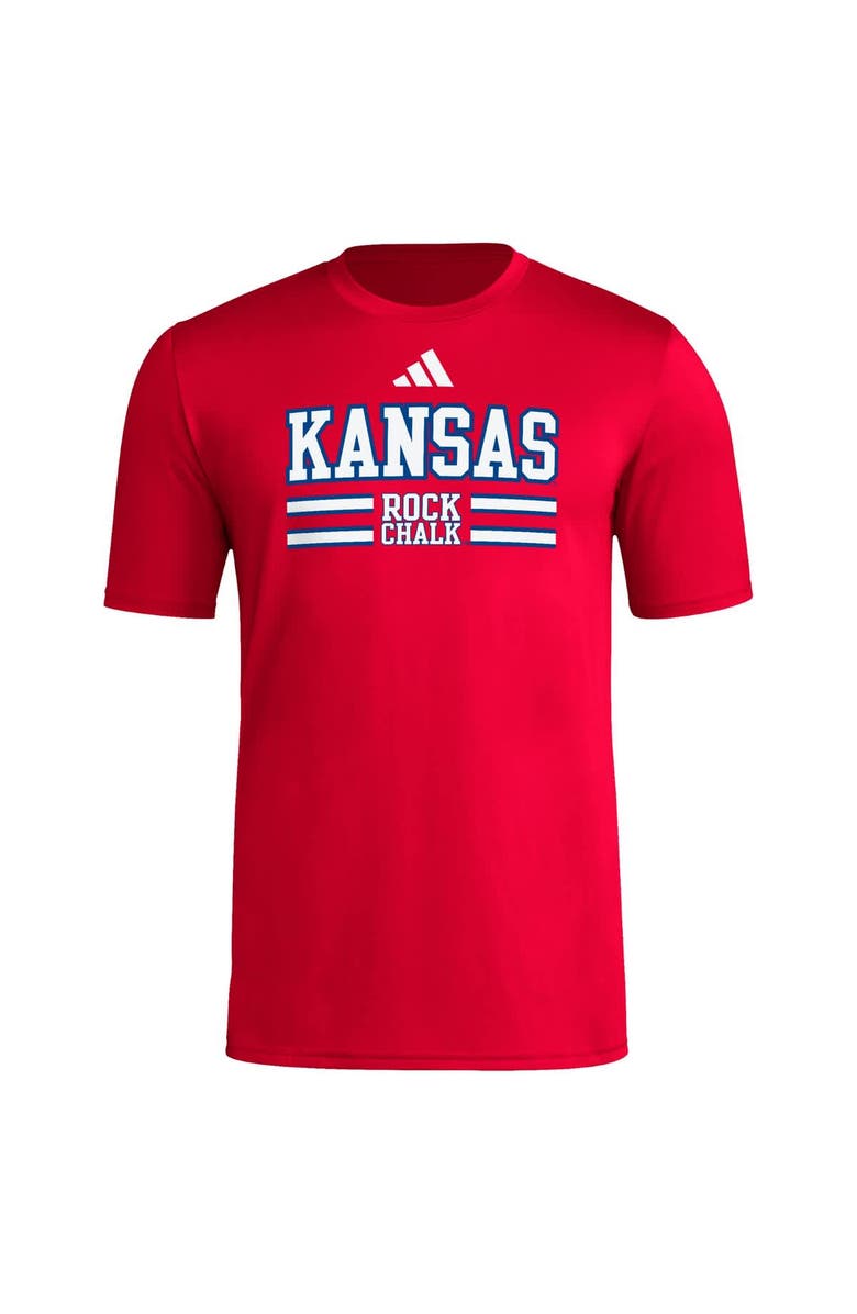 adidas Men's adidas Red Kansas Jayhawks Alternate Sideline Strategy Pregame T-Shirt, Alternate, color, 