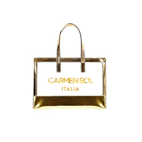 Carmen Sol Venezia Clear Tote Bag In Gold