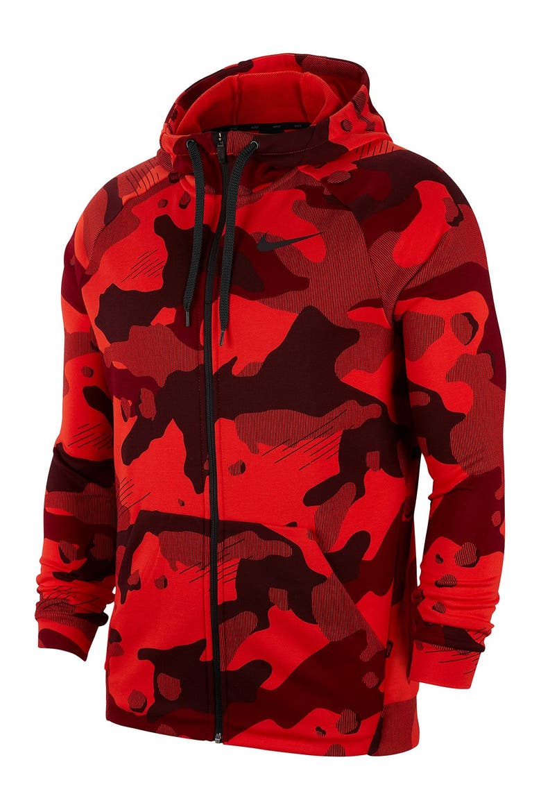 Dri-FIT Camo Zip Hoodie, Main, color, TEAMOR/BLACK