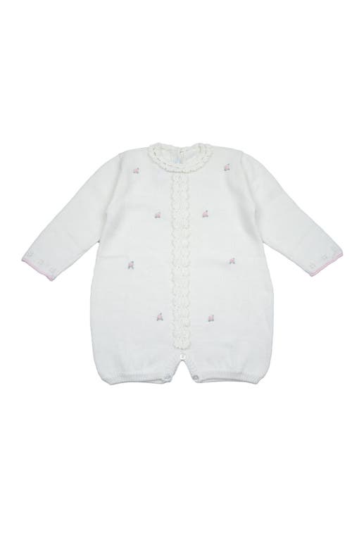 Cuclie Babies'  Rosette Knit Bubble Romper In White