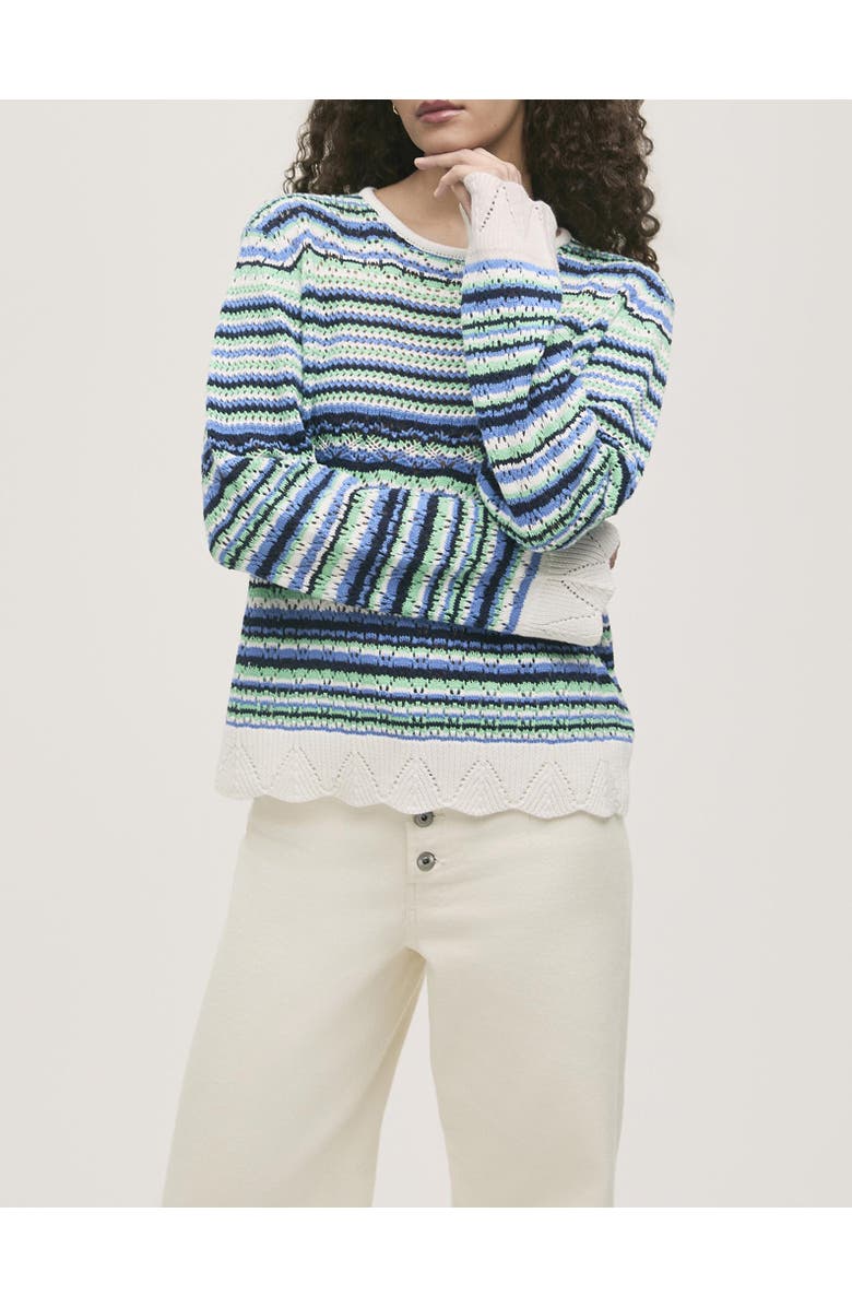 Finery London Audrenia Striped Crochet Sweater, Alternate, color, Blue Stripe