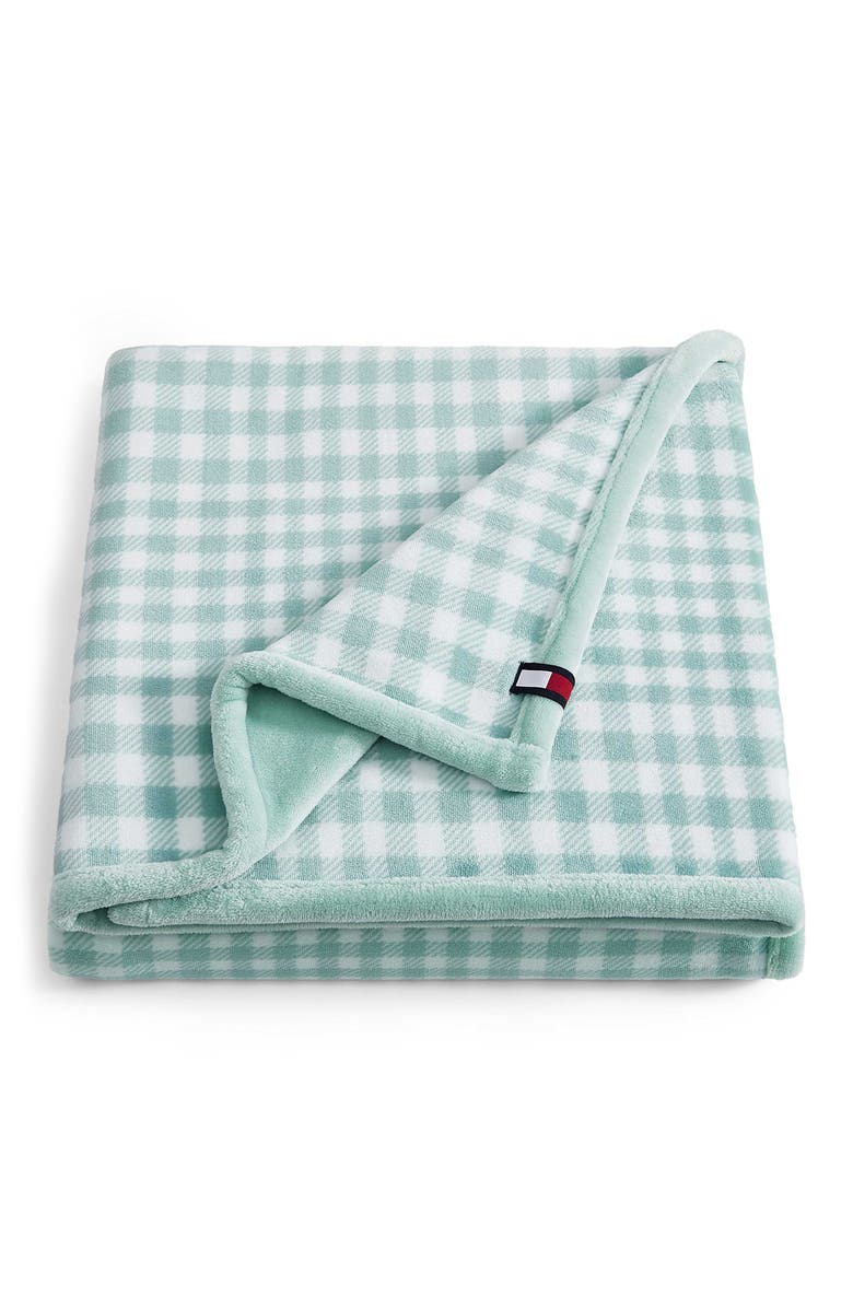 Tommy Hilfiger Modern Check Throw, Main, color, Harbor Green/ White
