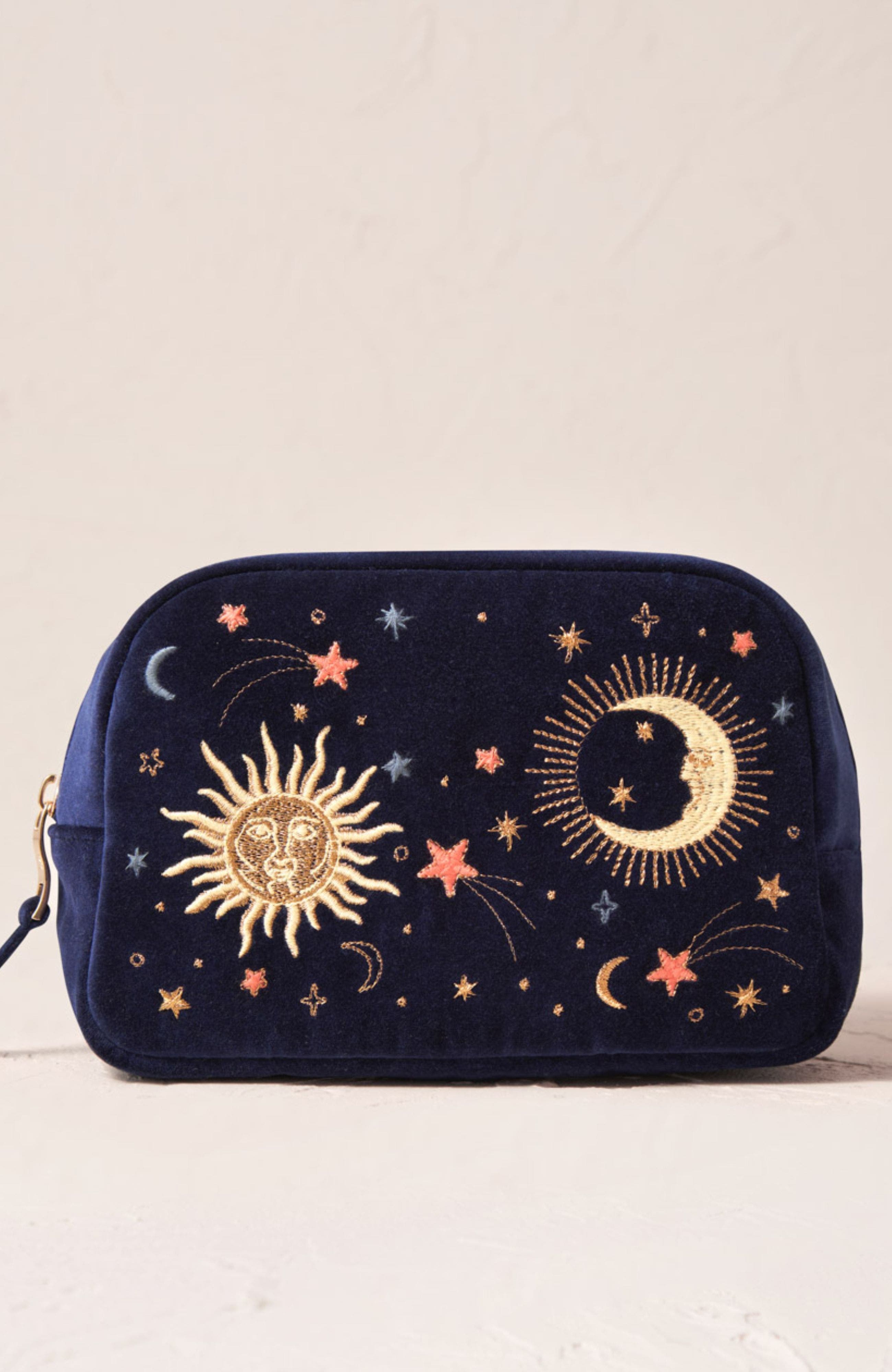 Celestial Velvet Makeup Bag, Main, color, Navy