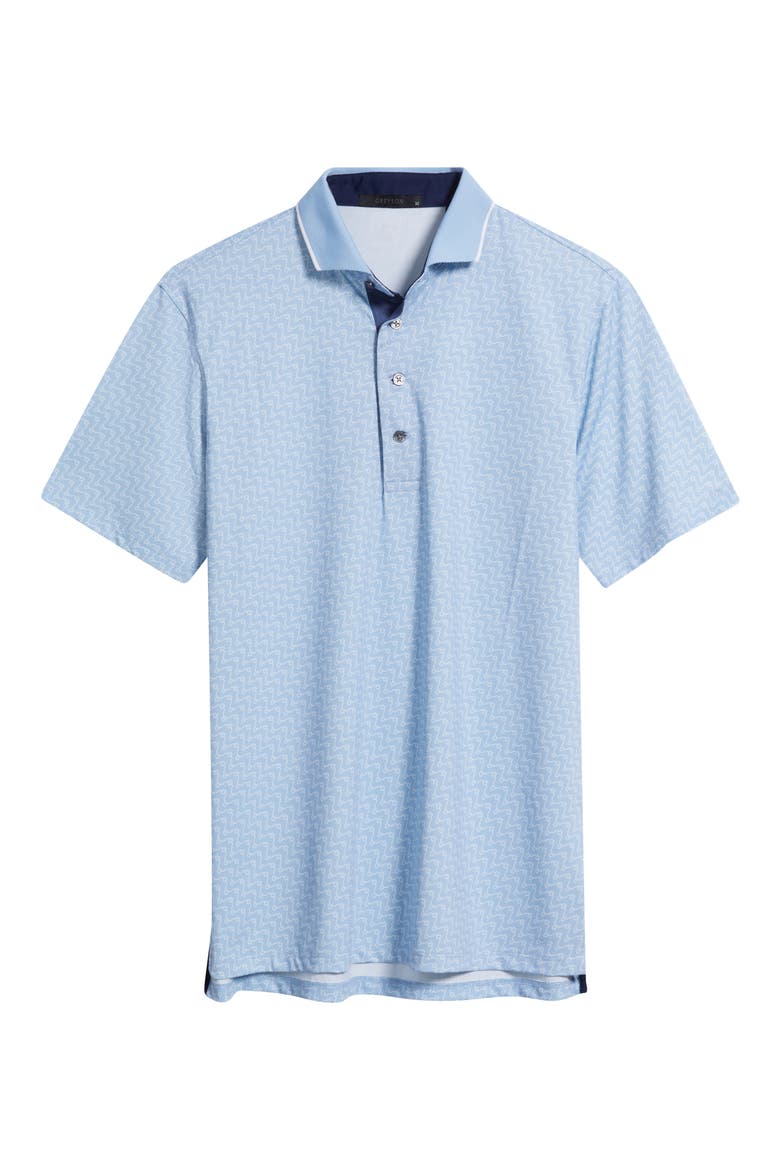 Rogue River Wave Print Performance Golf Polo, Alternate, color, WOLF BLUE