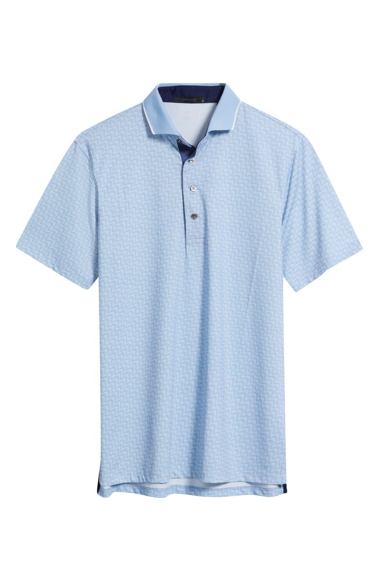 Greyson Rogue River Wave Print Performance Golf Polo, Main, color, Wolf Blue