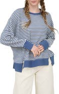 Blu Pepper Stripe Cotton Blend Sweater