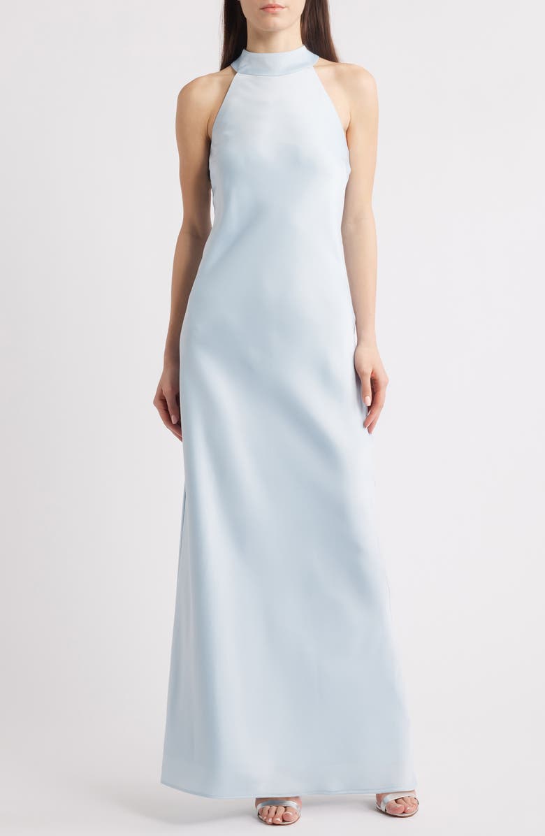 WAYF Violetta Matte Satin Gown, Main, color, Baby Blue