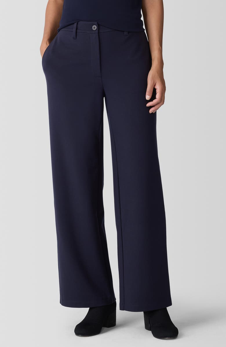 Eileen Fisher Washable Flex Ponte Wide Leg Pants, Main, color, Ink