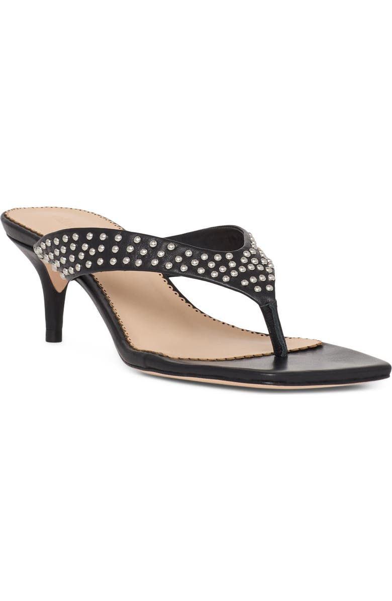 Cinq à Sept Frankie Studded Leather Thong Sandal, Main, color, Black/ Silver
