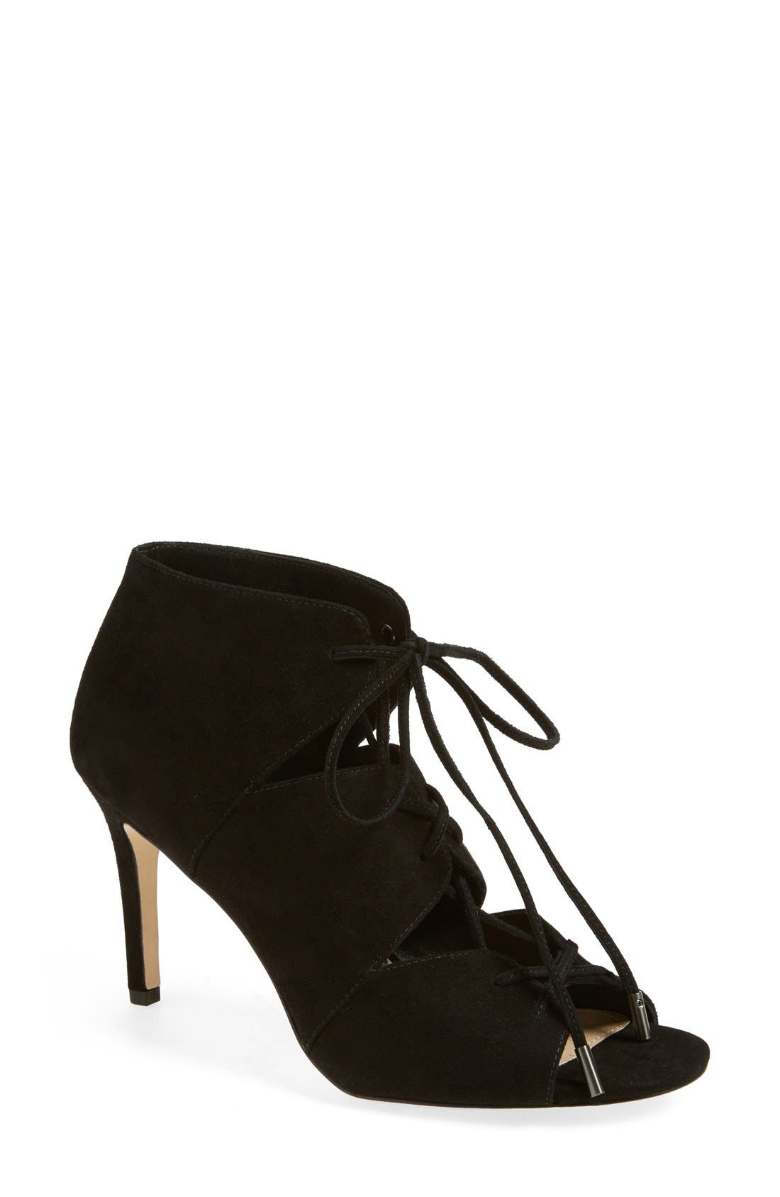 'Vibe' Lace-Up Pump, Main, color, BLACK