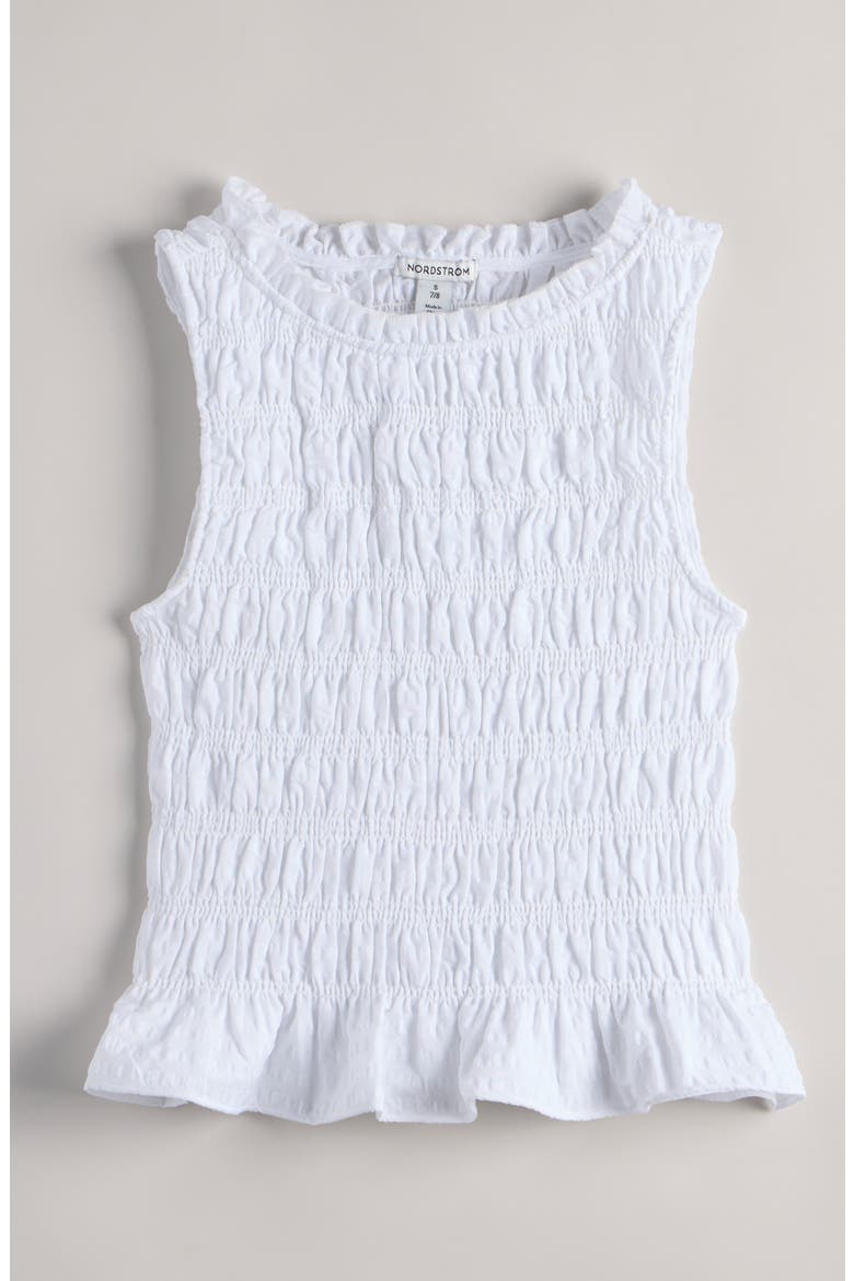 Kids' Smocked Tank, Main, color, WHITE
