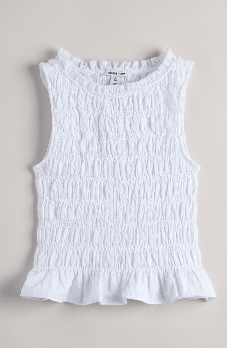 Nordstrom Kids' Smocked Tank, Main, color, White