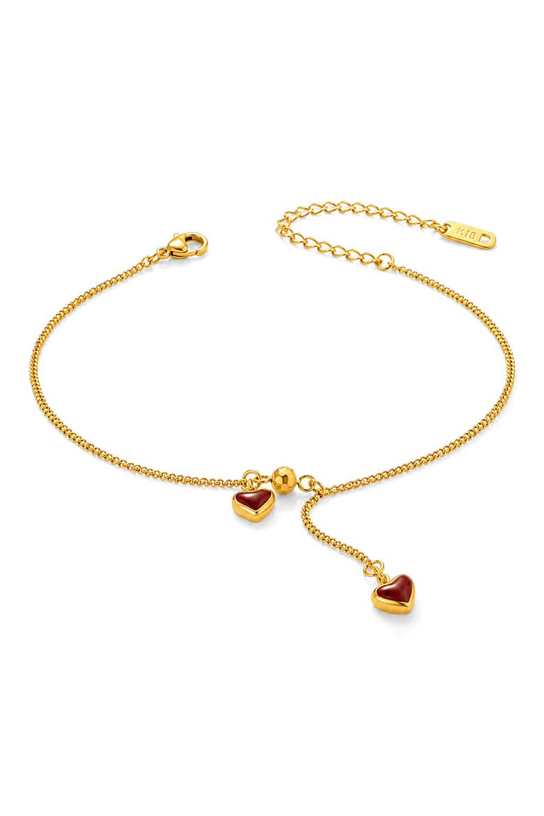 Heart Charm Drop Anklet, Main, color, GOLD