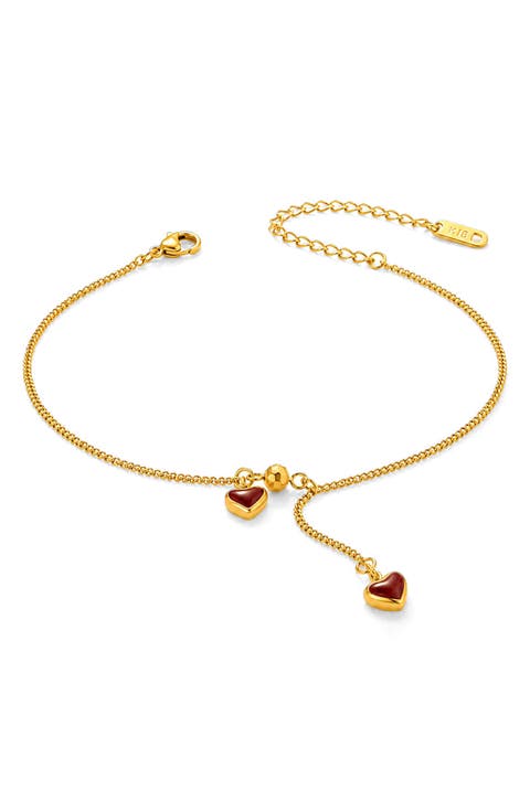 Heart Charm Drop Anklet