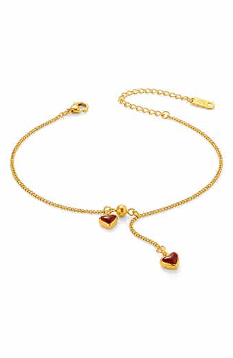 Heart Charm Drop Anklet
